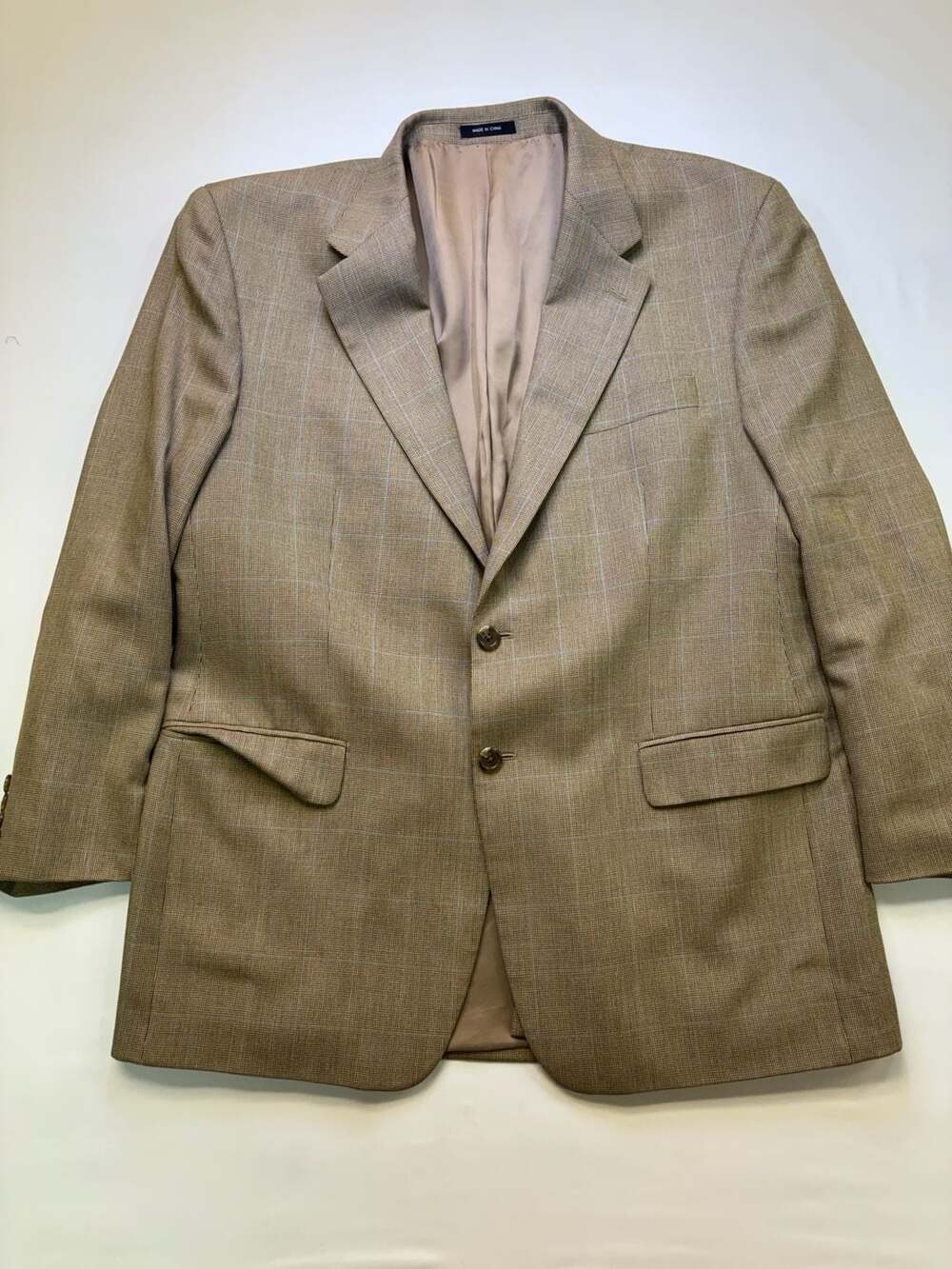 Lauren Ralph Lauren Brown Windowpane Silk Wool Blend Sport Coat Blazer Jacket 44
